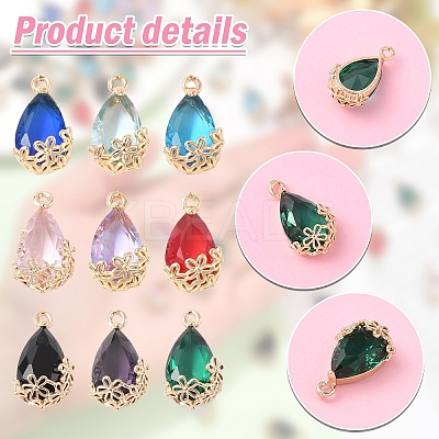 18Pcs 3 Colors Transparent Glass Pendants GLAA-YW0004-52A-1