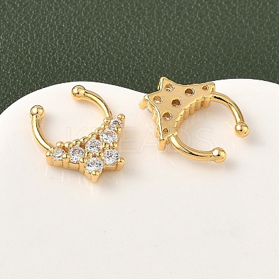Brass Pave Clear Cubic Zirconia Circular/Horseshoe Barbell Nose Rings EJEW-D337-18B-G-1