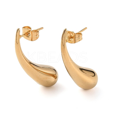 Ion Plating(IP) 304 Stainless Steel Teardrop Stud Earrings for Women EJEW-A104-14G-1