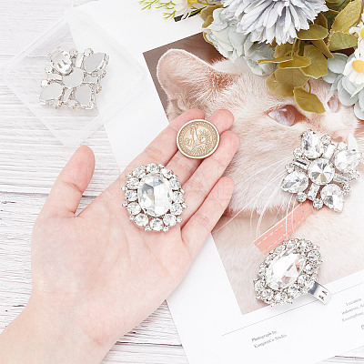 2 Pairs 2 Style Glass Rhinestone Shoe Decorations AJEW-AR0001-78B-1