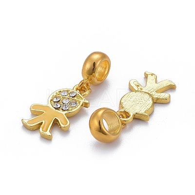Brass Cubic Zirconia European Dangle Charms LS-KK-E772-05G-1