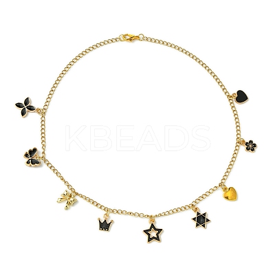 Star Heart Flower 304 Stainless Steel Cable Chain Necklaces NJEW-FS00009-1
