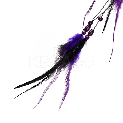 Iron Woven Web/Net with Feather Pendant Decorations AJEW-B016-01-1