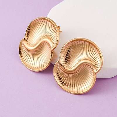 304 Stainless Steel Vortex Spiral Stud Earrings EJEW-C148-01G-1