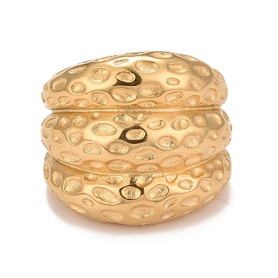 Ion Plating(IP) 304 Stainless Steel Textured Chunky Finger Ring for Men Women RJEW-B040-08G-1