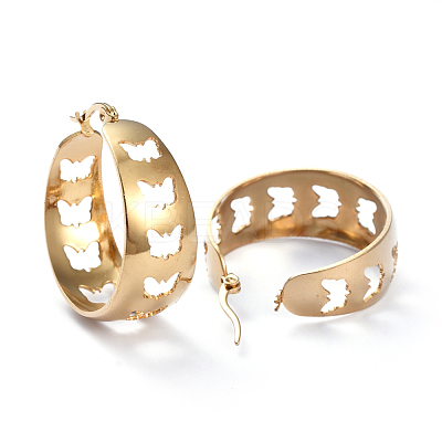 201 Stainless Steel Thick Hoop Earrings X-EJEW-I245-37C-1