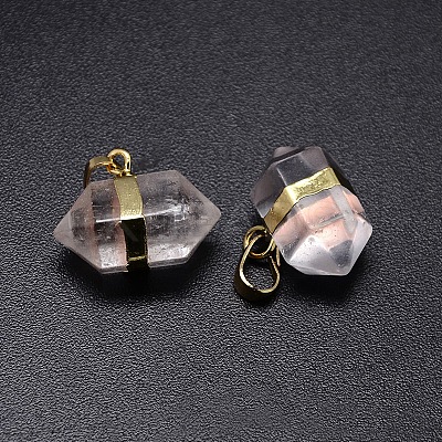 Natural Quartz Crystal Double Terminated Pointed Pendants X-G-P049-05G-1