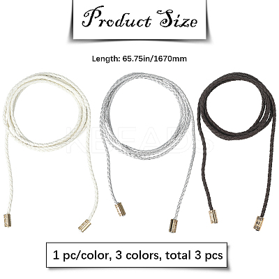 3Pcs 3 Colors Imitation Leather Braided Wrap Chain Belts AJEW-GF0011-99-1