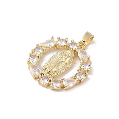 Brass Cubic Zirconia Pendants KK-Z050-18G-01-1