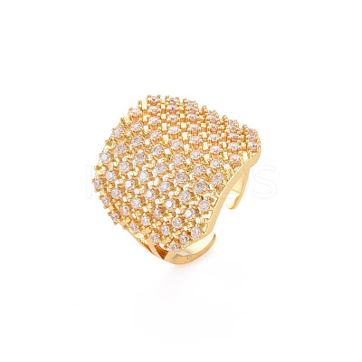 Brass Micro Pave Cubic Zirconia Cuff Rings RJEW-S045-150G-1