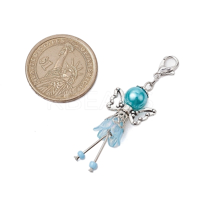 Fairy Glass Pearl Beads Pendant Decorations HJEW-JM02009-1