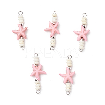 Dyed Synthetic Turquoise Sea Animal Rondelle Beaded Connector Charms PALLOY-JF04058-01-1