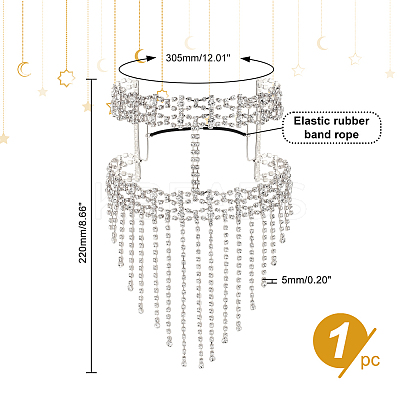 Alloy Rhinestone Chain Tassel Face Eye Mask for Women AJEW-WH0258-810S-1