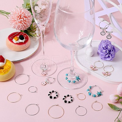 160Pcs 8 Style 316 Surgical Stainless Steel Wine Glass Charms Rings STAS-SC0007-27-1