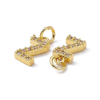 Real 18K Gold Plated Brass Micro Pave Clear Cubic Zirconia Charms KK-E068-VB452-Z-1