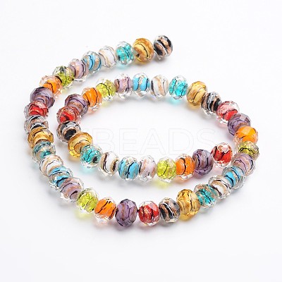 Handmade Gold Sand Lampwork Rondelle Beads Strands LAMP-I010-C-06-1