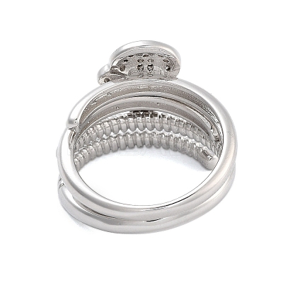 Brass Micro Pave Cubic Zirconia Boy Open Cuff Rings Set for Women RJEW-U002-12P-1