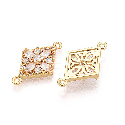 Brass Pave Clear Cubic Zirconia Links/Connector Charms KK-T077-64G-1