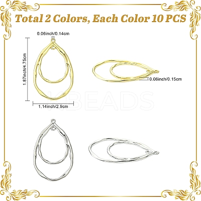 20Pcs 2 Colors Alloy Pendants Cadmium Free ENAM-YW0006-45-1