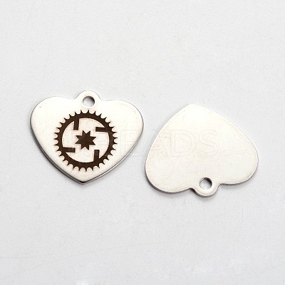 Non-Tarnish 201 Stainless Steel Heart Pendants LS-STAS-L165-E13-1