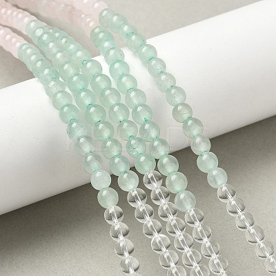 Chakra Natural Yellow Jade & Crystal Quartz & Green Aventurine & Rose Quartz & Carnelian & Sodalite & Amethyst Beads Strands G-NH0002-E03-4mm-1