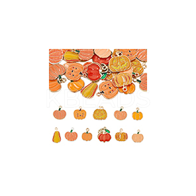 44pcs 11 styles Thanksgiving Day Alloy Enamel Pendants ENAM-GA0001-08-1