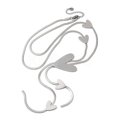 304 Stainless Steel Heart Y Necklaces NJEW-R026-30P-1