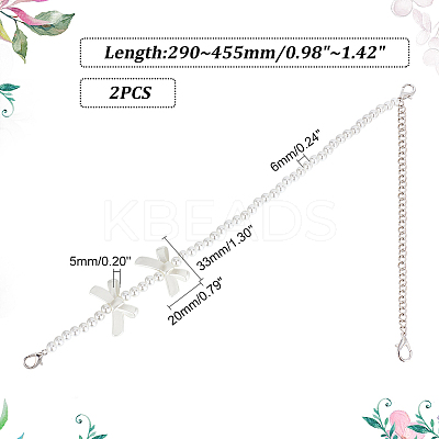 2Pcs Adjustable ABS Imitation Pearl Beaded Bag Straps DIY-AR0003-16C-1