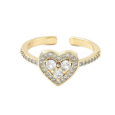 Brass Micro Pave Cubic Zirconia Cuff Rings for Women LS-RJEW-U031-02G-1