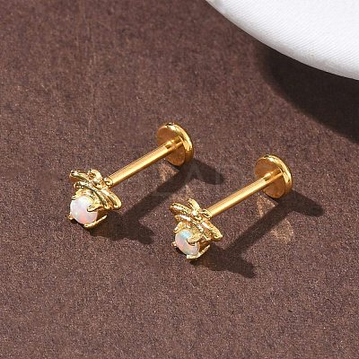 304 Stainless Steel Synthetic Opal Stud Earrings EJEW-B143-01G-02-1