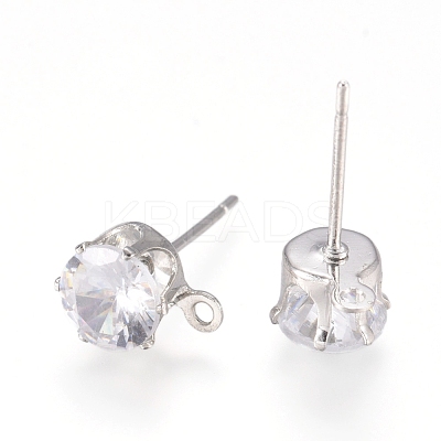 Brass Stud Earring Findings KK-L199-B01-P-1