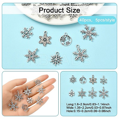 40Pcs 8 Styles Tibetan Style Alloy Pendants FIND-YW0006-26-1