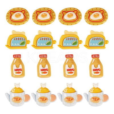 50Pcs 10 Styles Afternoon Tea Theme Opaque Resin Cabochonss RESI-TA0004-92-1
