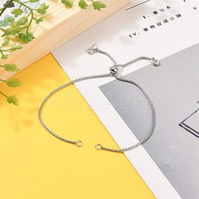 Adjustable 304 Stainless Steel Box Chain Slider Bracelet/Bolo Bracelets Making AJEW-JB00781-01-1