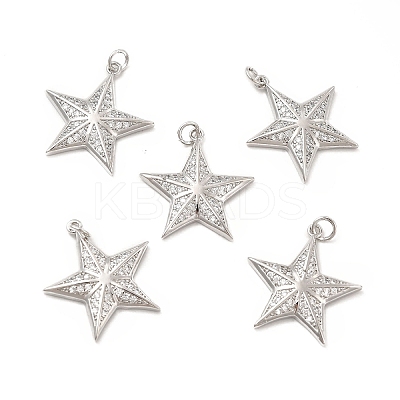 Brass Micro Pave Cubic Zirconia Pendants KK-E068-VB102-1