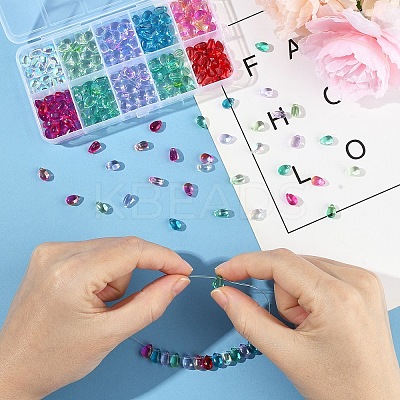 300Pcs 10 Colors Transparent Glass Beads GGLA-YW0001-21-1