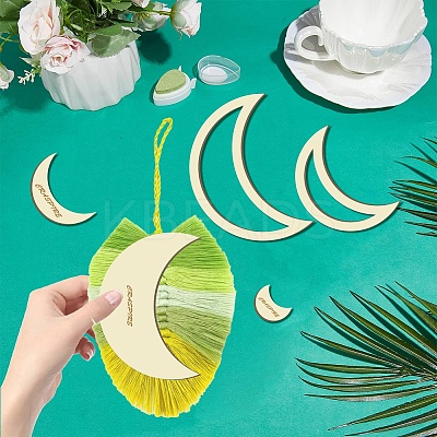 8Pcs 8 Style Wood Hoop Rings Macrame for DIY Craft Making DIY-WH0545-007-1