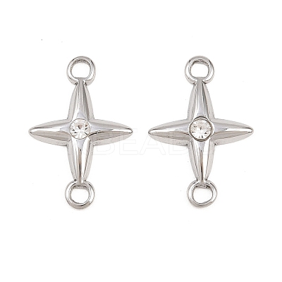 304 Stainless Steel Crystal Rhinestone Connector Charms STAS-P437-14B-P-1