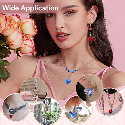 28Pcs 7 Colors Faceted Heart Glass Pendants Decoration HJEW-PH02042-1