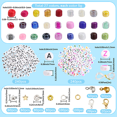 DIY Round Glass Seed Beads Bracelets Making Kits DIY-SP0003-50-1