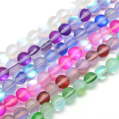 Synthetic Moonstone Beads Strands G-F142-8mm-M-1