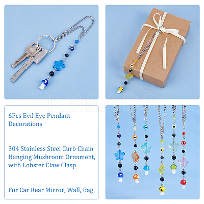 6Pcs Evil Eye Pendant Decorations BJEW-PH00690-1