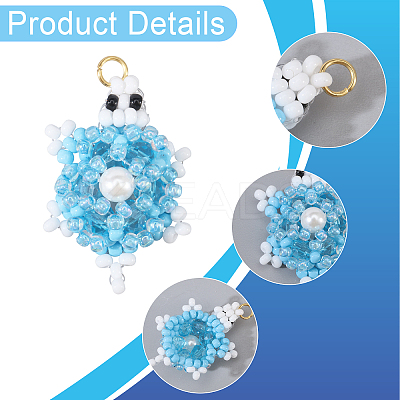 4Pcs 2 Colors Glass Pendants PALLOY-CA00017-1
