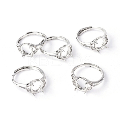 Adjustable Brass Solitaire Ring Settings KK-L193-06P-1