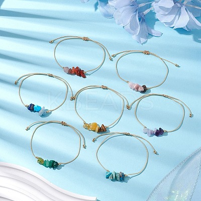 7Pcs 7 Styles Natural & Synthetic Mixed Gemstone Braided Bead Bracelets Set BJEW-JB11034-1
