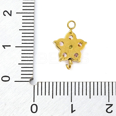 304 Stainless Steel Micro Pave Cubic Zirconia Flower Connector Charms STAS-U042-01G-01-1