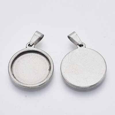 Tarnish Resistant 201 Stainless Steel Pendant Cabochon Settings X-STAS-S073-02A-P-1