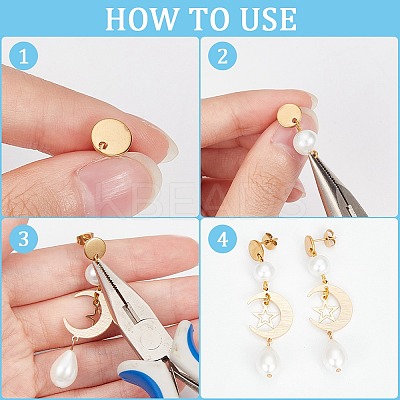 36Pcs 3 Size Flat Round Ion Plating(IP) 304 Stainless Steel Stud Earring Findings STAS-SP0001-59G-1