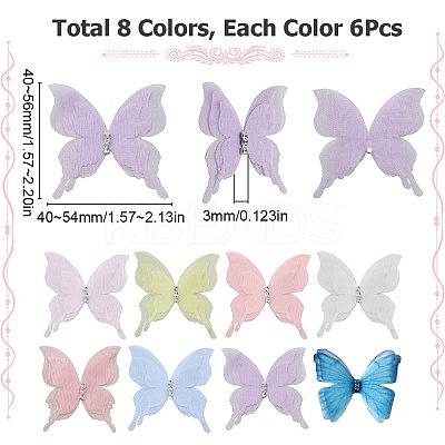 48Pcs 8 Colors Single Color 3-Layer Fibre Tulle Ornament Accessories FIND-SC0005-73-1