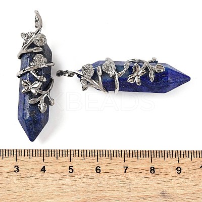Dyed Natural Lapis Lazuli Double Terminal Pointed Pendants G-C144-03P-08-1